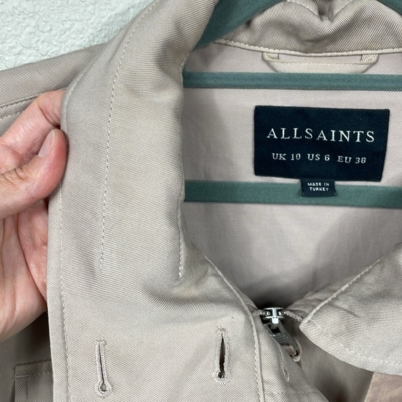 All Saints Aiya Sleeveless Cargo Utility Vest Jacket Gilet Beige Sz 6 - Picture 14 of 15